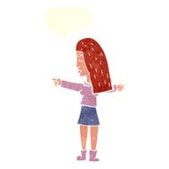 cartoon woman pointing with speech bubble N210