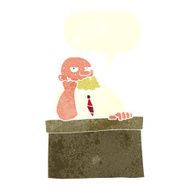 cartoon bored man at desk with speech bubble N10