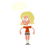 cartoon surprised woman with speech bubble N235