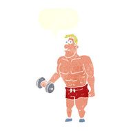 cartoon man lifting weights with speech bubble N10