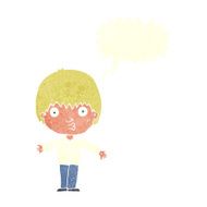 cartoon amazed boy with speech bubble N16