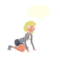 cartoon woman on hands and knees with speech bubble N10