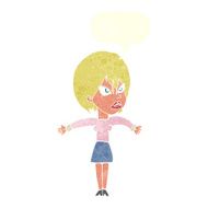 cartoon annoyed girl with speech bubble N20