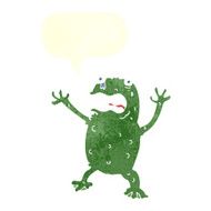 cartoon frightened frog with speech bubble N2