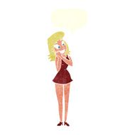 cartoon excited woman with speech bubble N128