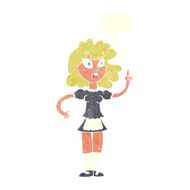 cartoon worried maid with speech bubble N10