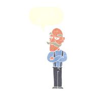 cartoon bored old man with speech bubble N15