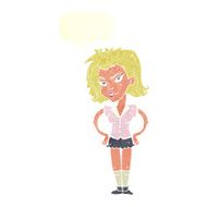 cartoon woman with hands on hips speech bubble N213