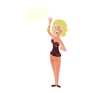 cartoon dancing woman with speech bubble N49