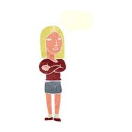 cartoon woman with folded arms speech bubble N30