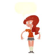 cartoon pretty woman with speech bubble N272