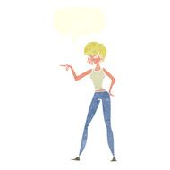 cartoon woman pointing with speech bubble N211
