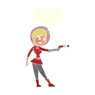 cartoon sci fi girl with speech bubble N10