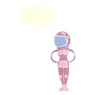 cartoon female astronaut with speech bubble N29