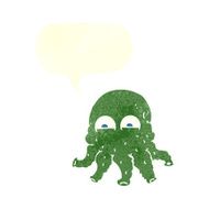 cartoon alien squid face with speech bubble N29