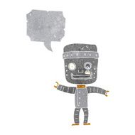 cartoon funny old robot with speech bubble N6