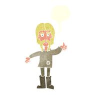 cartoon hippie man giving thumbs up symbol with speech bubble N10