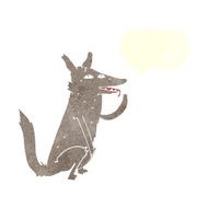 cartoon wolf licking paw with speech bubble N6