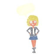 cartoon girl in jacket with speech bubble N10