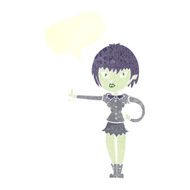 cartoon vampire girl giving thumbs up sign with speech bubble N18