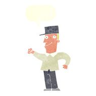 cartoon man punching air with speech bubble N10