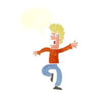 cartoon frightened man with speech bubble N79