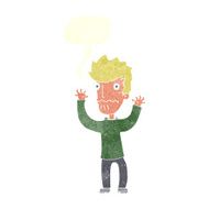 cartoon frightened man with speech bubble N80