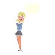 cartoon happy woman with speech bubble N251