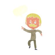 cartoon man with mustache pointing speech bubble N30