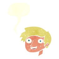 cartoon happy boy face with speech bubble N46