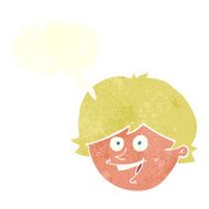 cartoon happy boy face with speech bubble N47