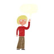 cartoon friendly boy waving with speech bubble N10