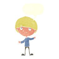 Cartoon happy boy with speech bubble N236