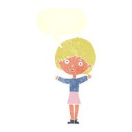 cartoon worried woman with speech bubble N76