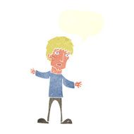 cartoon worried man with speech bubble N92
