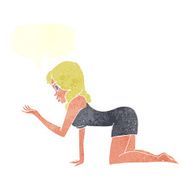 cartoon woman on all fours with speech bubble N20