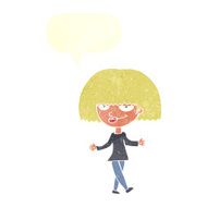 cartoon smug looking woman with speech bubble N10