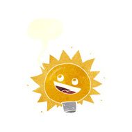 cartoon electric light bulb with speech bubble N3