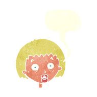 cartoon shocked woman with speech bubble N97