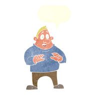 cartoon excited overweight man with speech bubble N10