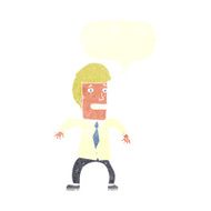 cartoon nervous businessman with speech bubble N10