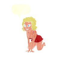cartoon funny sexy woman with speech bubble N9