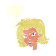 cartoon female face with speech bubble N143
