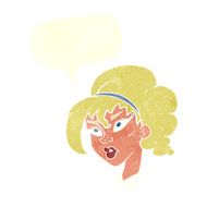 cartoon pretty woman with speech bubble N273