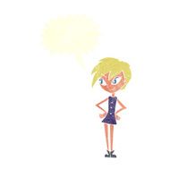 cartoon girl with hands on hips speech bubble N19