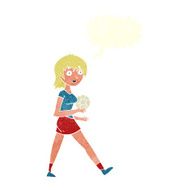 cartoon soccer girl with speech bubble N10