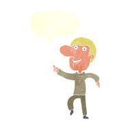 cartoon happy man dancing with speech bubble N38