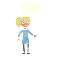 cartoon worried girl with speech bubble N9