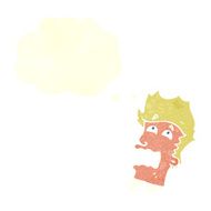 cartoon frightened man with speech bubble N81