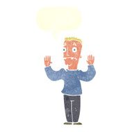 cartoon man surrendering with speech bubble N10